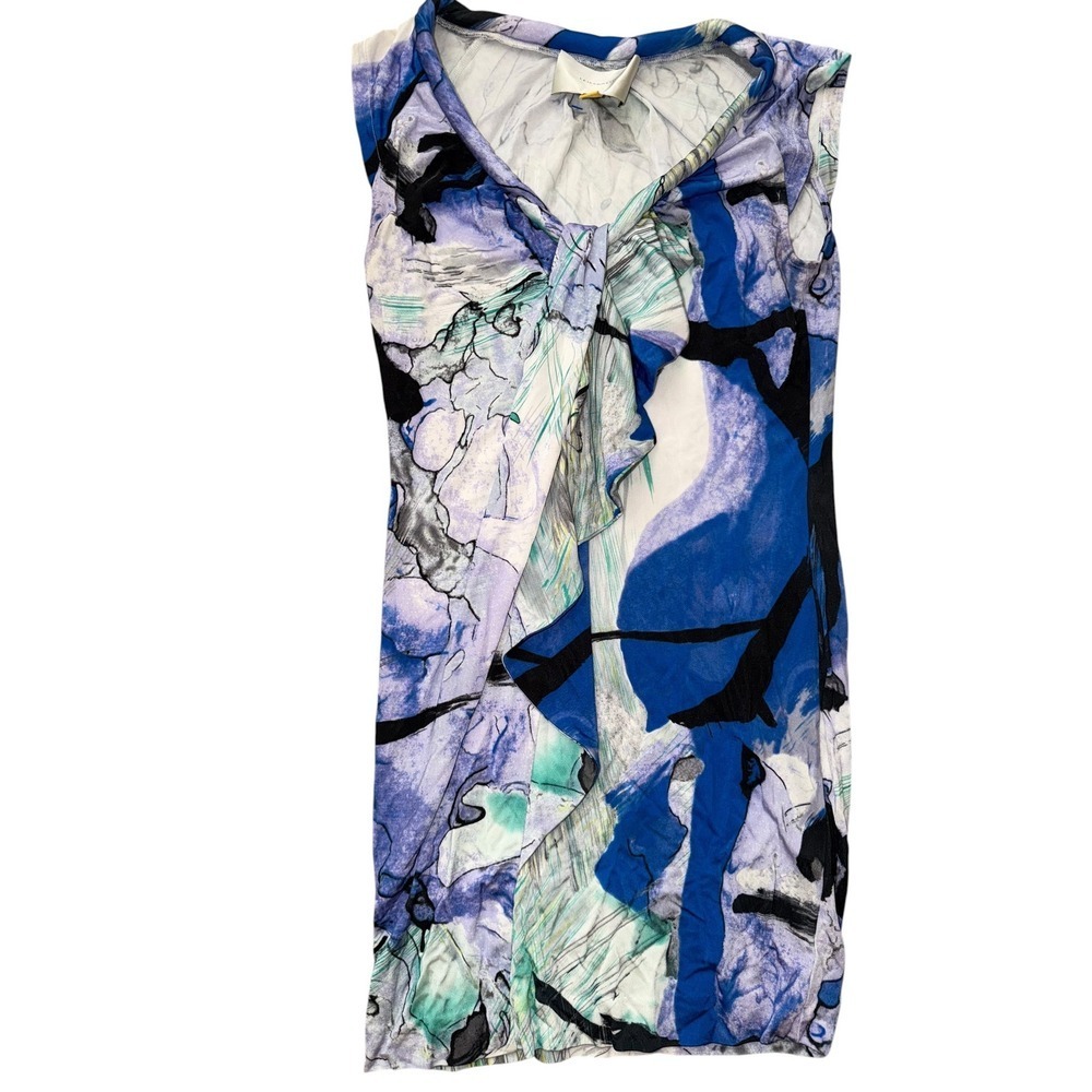 Anthropologie Leifsdottir Satin Shift Dress Sz XS V-Neck Ruffled Draped Luxury